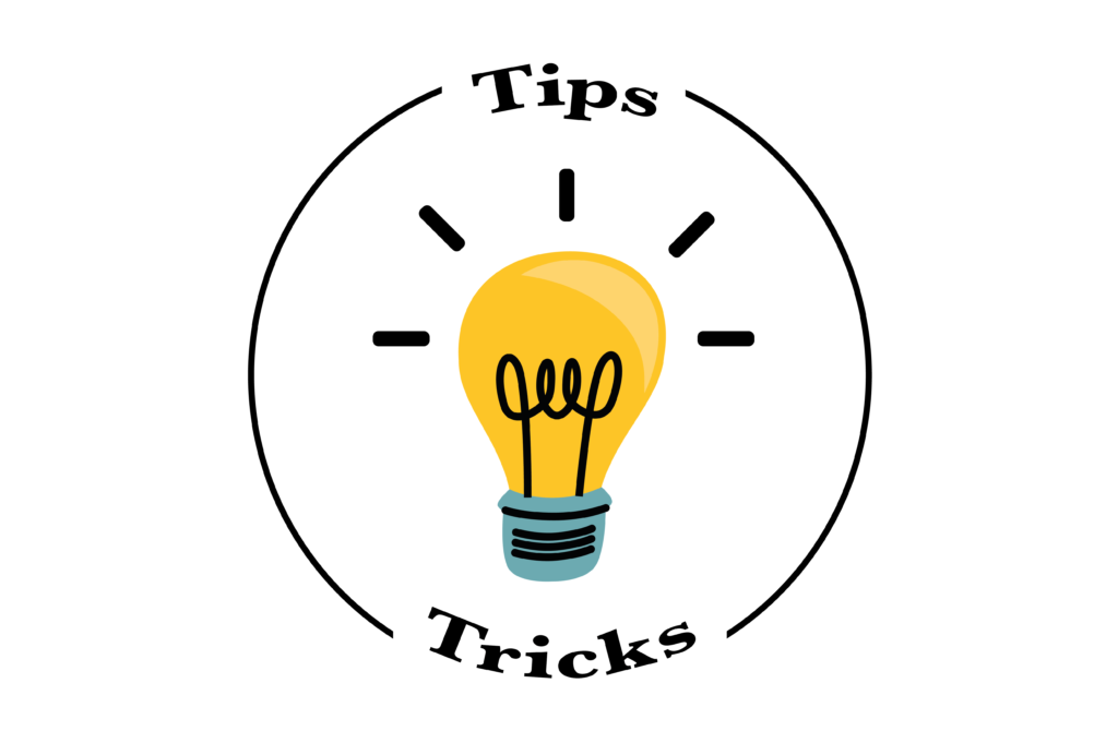 illustration of the "tips & tricks" page with a light that lights up